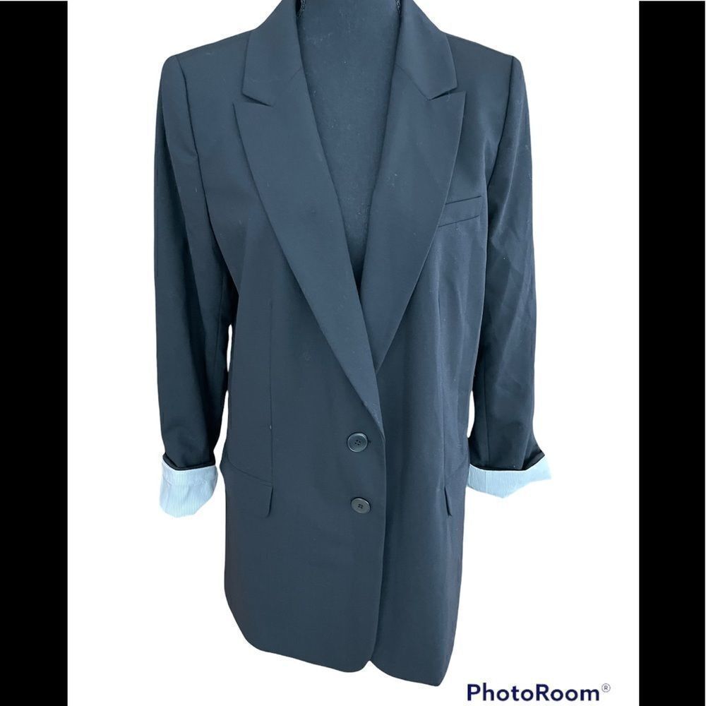 New with tags Halogen black wool blend 2 button blazer, size L